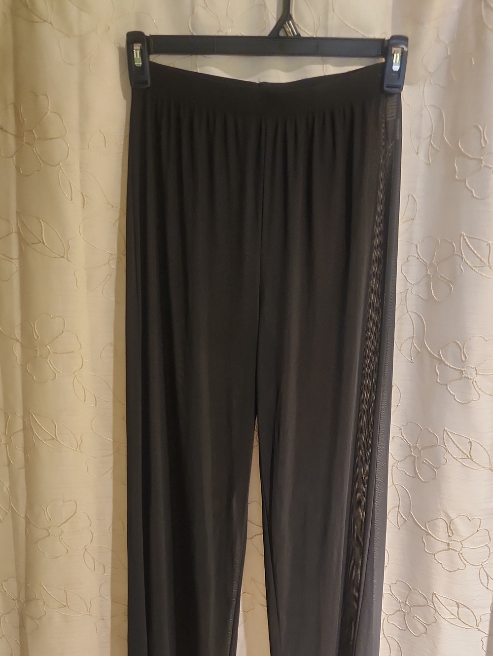Black Wide-Leg Mesh Pants